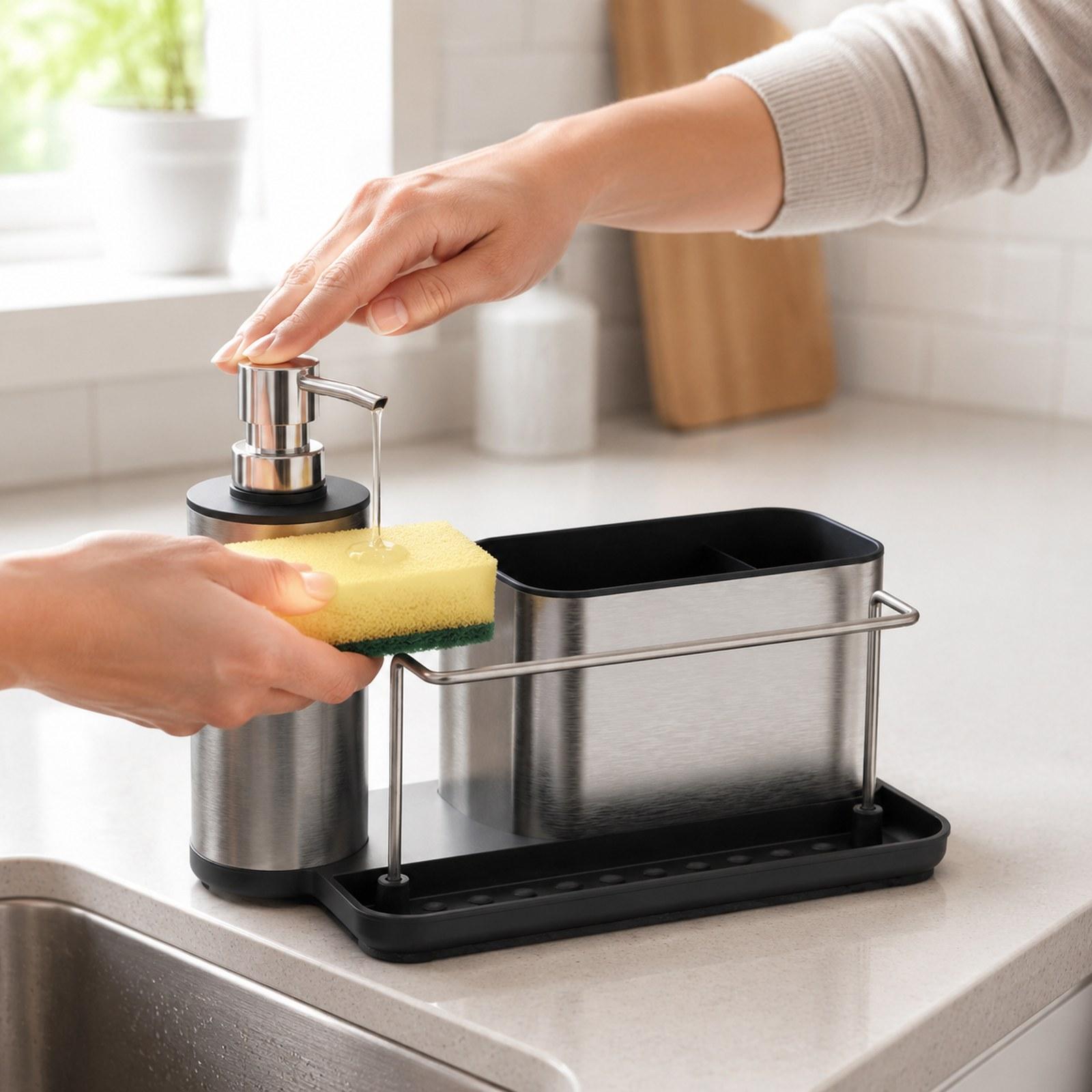 Kitchen Gadgets Dispenser Brush Holder - Dispenser Sabun Dapur dengan Tempat Spons,